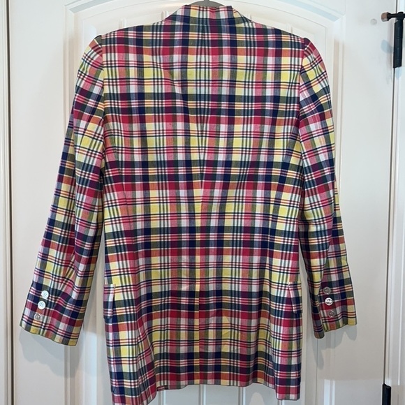 RALPH Ralph Lauren colorful cotton plaid button blazer preppy country club sz 6 - Picture 9 of 12